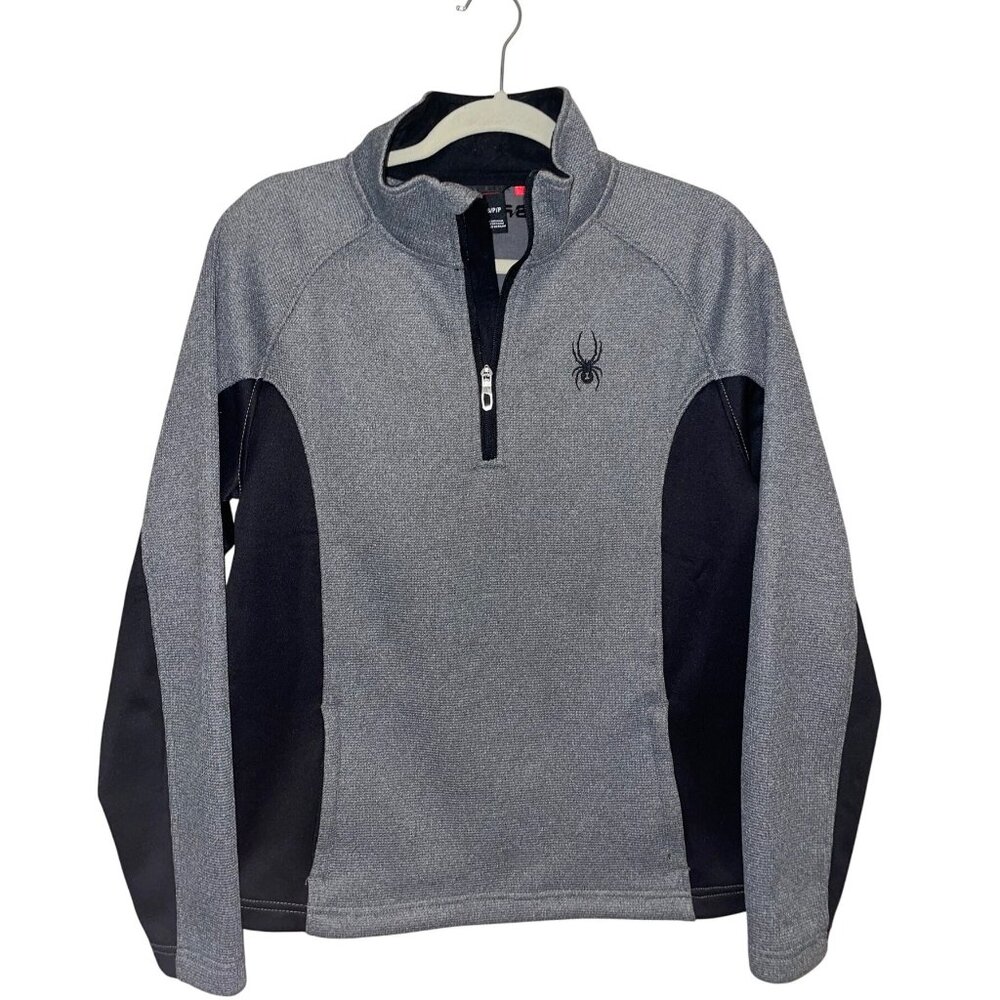 Spyder Gray and Black Pullover 1/4 Zip Sweatshirt casual knit sweater jacket siz
